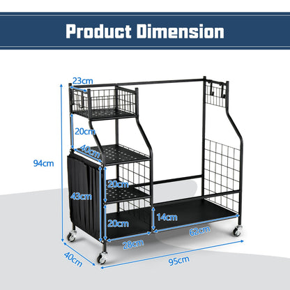 NNECW Golf Bag Storage Rack with Lockable Universal Wheels for Golfing Equipment-3