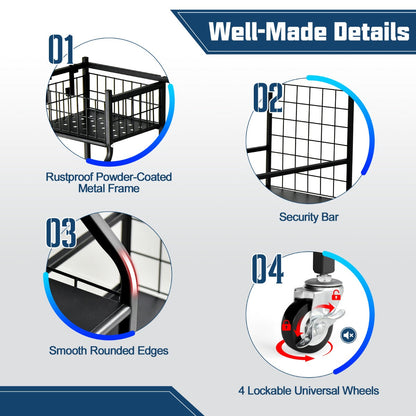 NNECW Golf Bag Storage Rack with Lockable Universal Wheels for Golfing Equipment-4